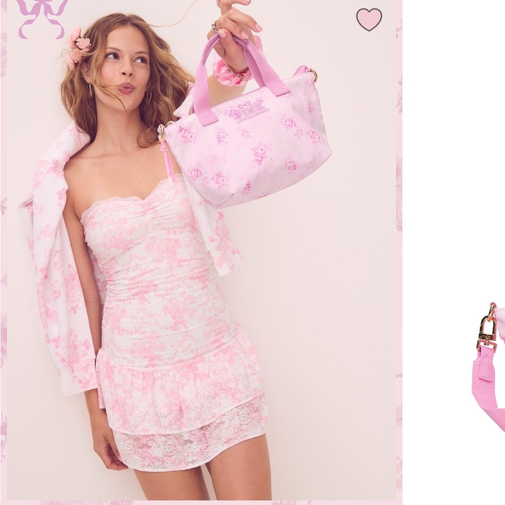 Victorias Secret PINK LoveShackFancy Mini Tote Bag Beaux Icons (FREE Gifts)